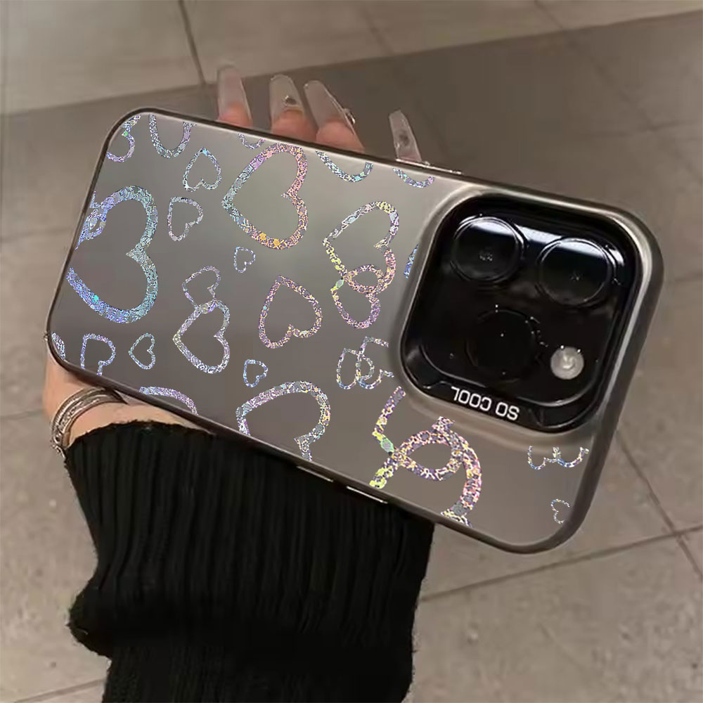 Apple Iphone 15 - Casing dengan Motif Hati Berwarna-warni untuk