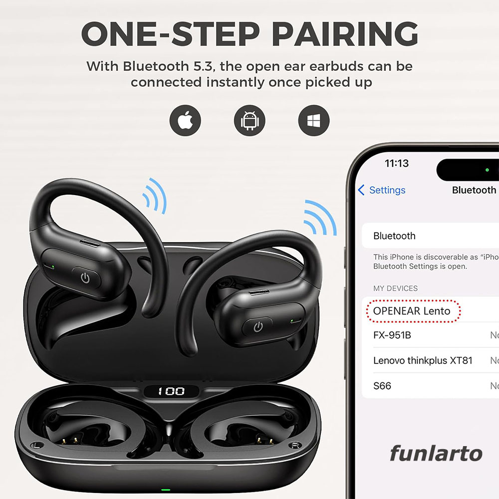 Headphone lari nirkabel Open-E - Phone Accessories Amazon ulasan dan harga